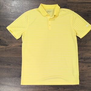 Nike Men's Yellow Polo with White Stripes